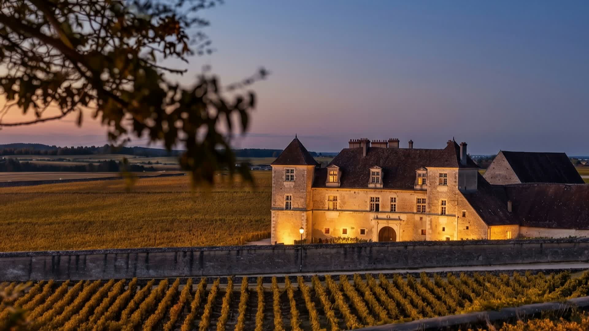 Château du Clos de Vougeot at dusk
